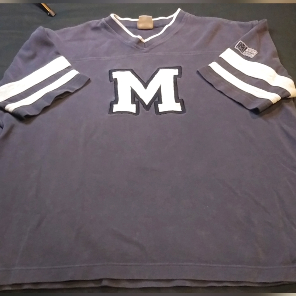 VINTAGE DISNEY Embroidered "M" Mickey Mouse V-Neck Sport Shirt - Size L